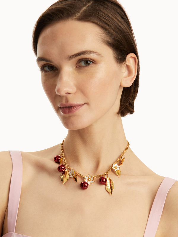 Oscar De La Renta Cherry Necklace