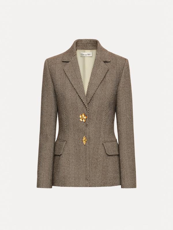 oscar de la renta Chevron Cashmere-Blend Jacket
