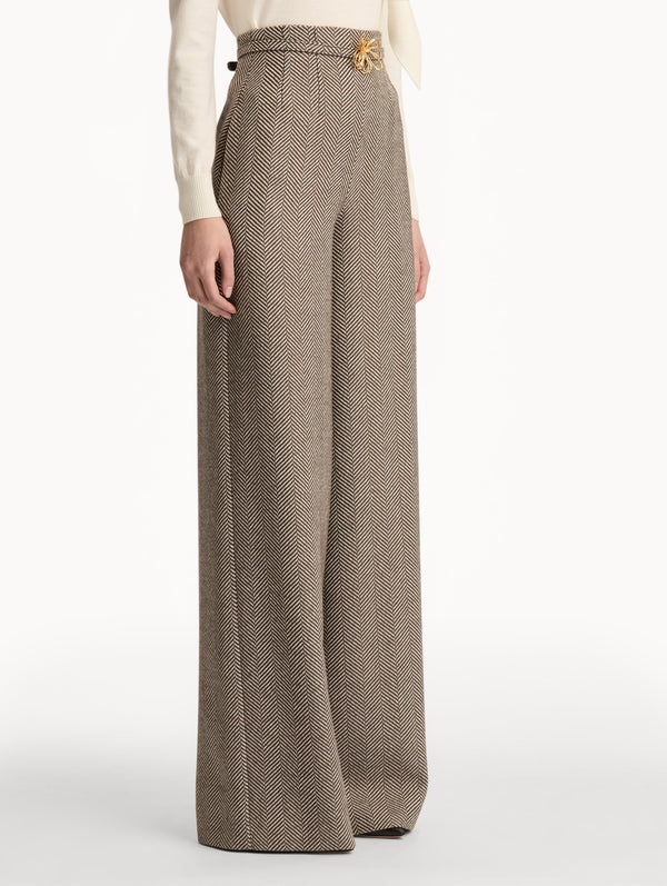Oscar De La Renta Chevron Cashmere-Blend Pant