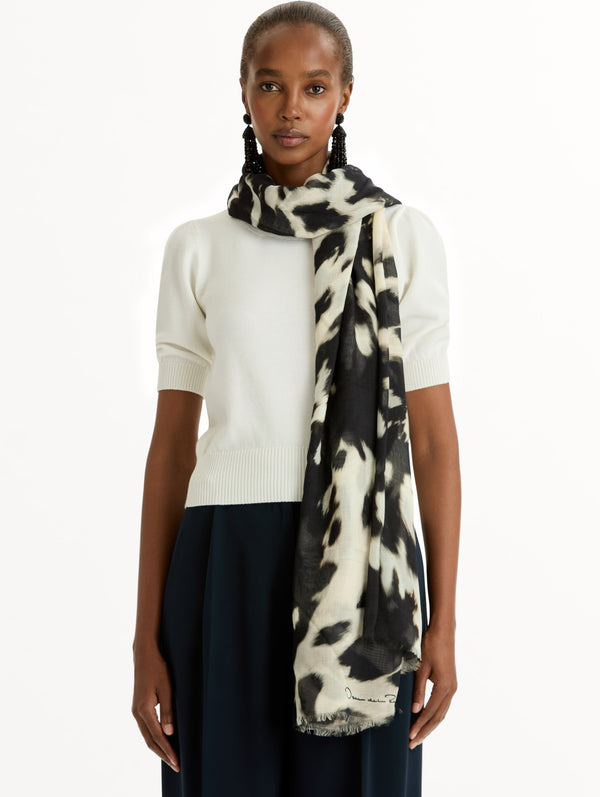 Oscar De La Renta Cow Printed Foulard Scarf