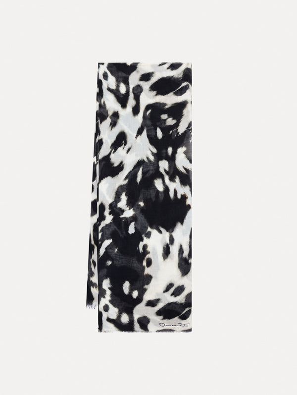 oscar de la renta Cow Printed Foulard Scarf
