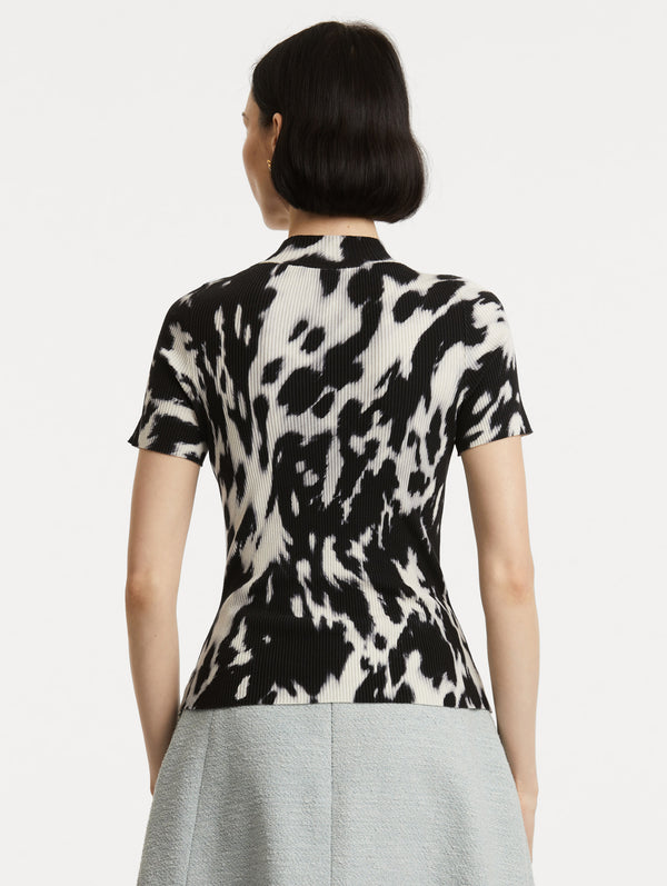 Oscar De La Renta Cowhide Printed Ribbed Pullover