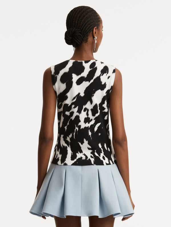 Oscar De La Renta Cowhide Printed Tank