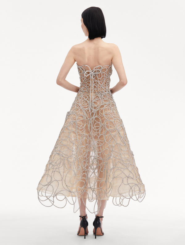 Oscar De La Renta Crystal Embroidered Cord Gown