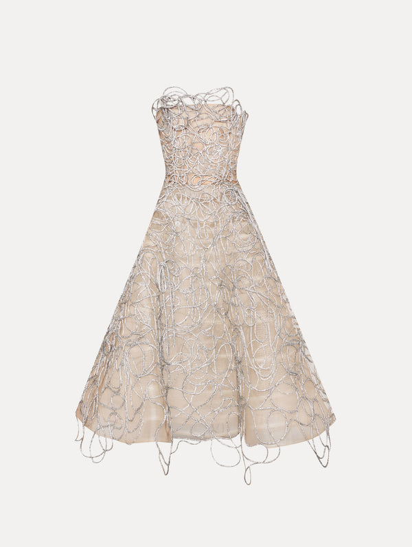 oscar de la renta Crystal Embroidered Cord Gown