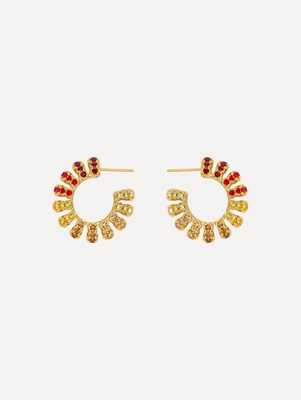 Oscar De La Renta Crystal Fan Hoop Earrings