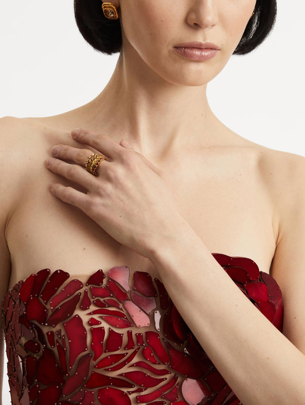 Oscar De La Renta Crystal Fan Ring