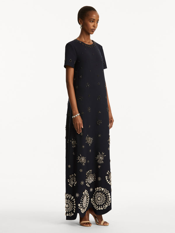Oscar De La Renta Crystal Medallion Caftan
