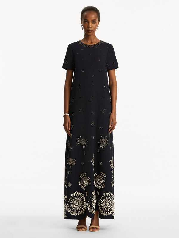Oscar De La Renta Crystal Medallion Caftan