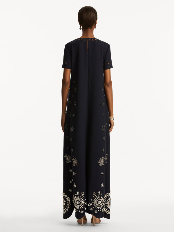 Oscar De La Renta Crystal Medallion Caftan