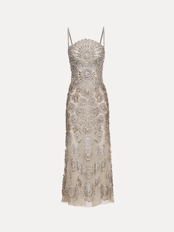 oscar de la renta Crystal Medallion Cocktail Dress