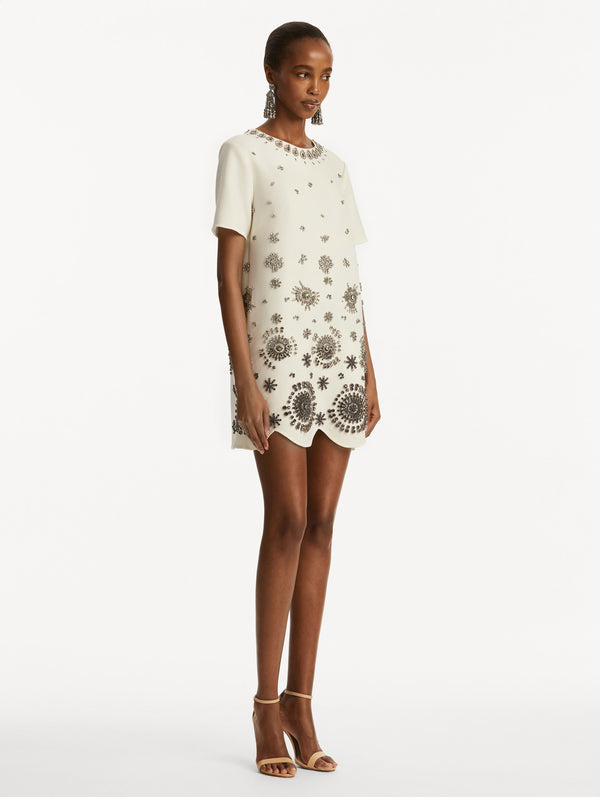 Oscar De La Renta Crystal Medallion Shift Dress
