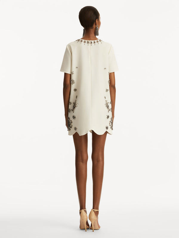 Oscar De La Renta Crystal Medallion Shift Dress