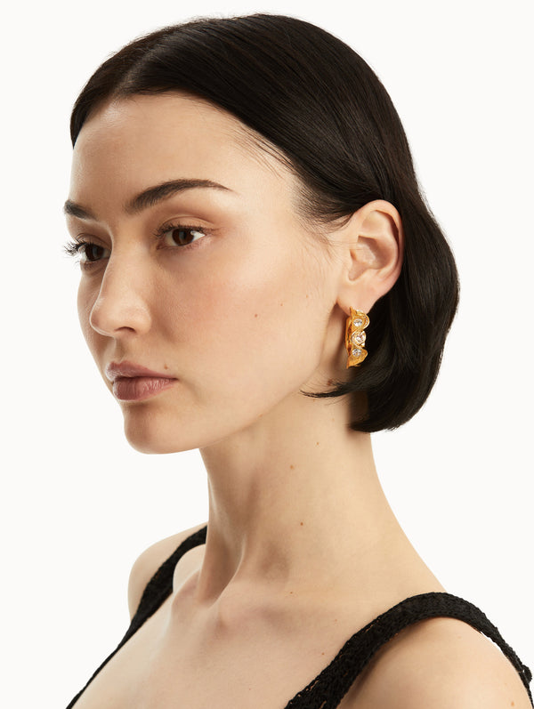 Oscar De La Renta Crystal Nest Hoop Earrings