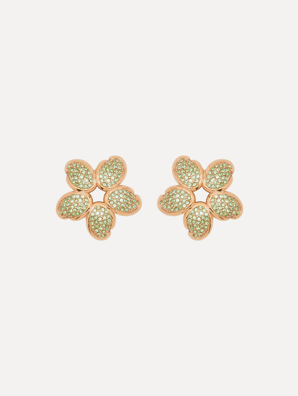 oscar de la renta Crystal O Flower Earrings