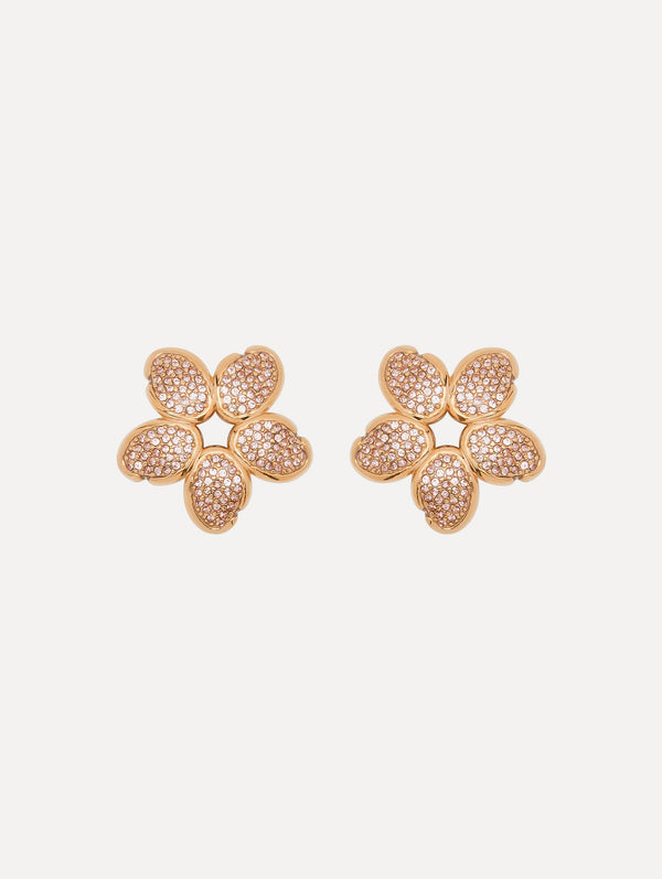 oscar de la renta Crystal O Flower Earrings