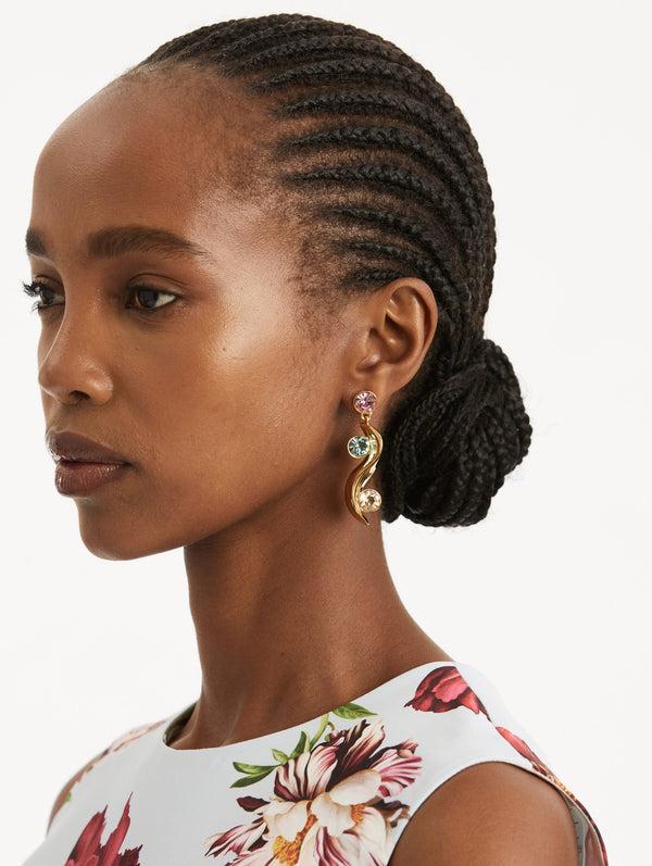 Oscar De La Renta Crystal Wave Drop Earrings