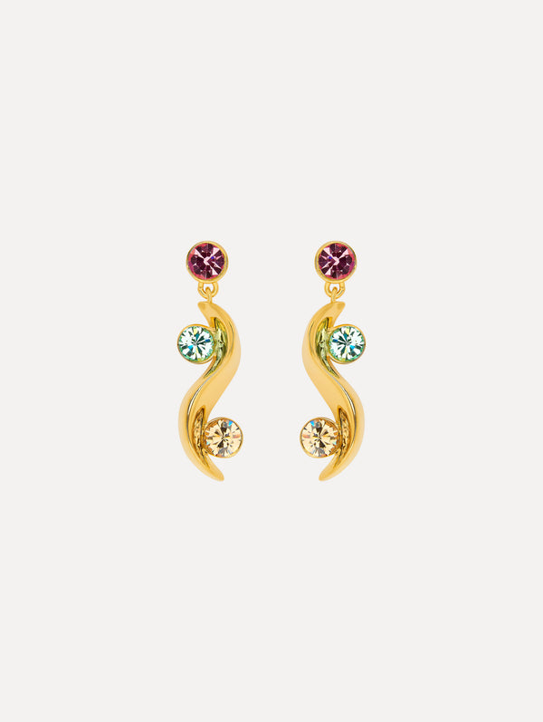 oscar de la renta Crystal Wave Drop Earrings