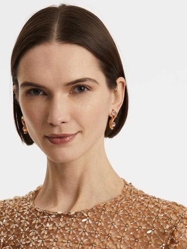 Oscar De La Renta Crystal Wave Earrings