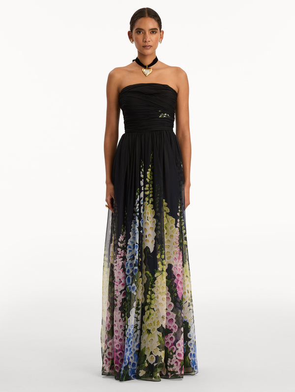 Oscar De La Renta Degradé Foxglove Chiffon Gown