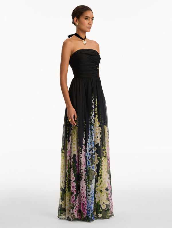 Oscar De La Renta Degradé Foxglove Chiffon Gown