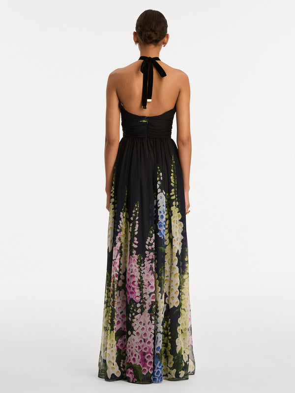 Oscar De La Renta Degradé Foxglove Chiffon Gown