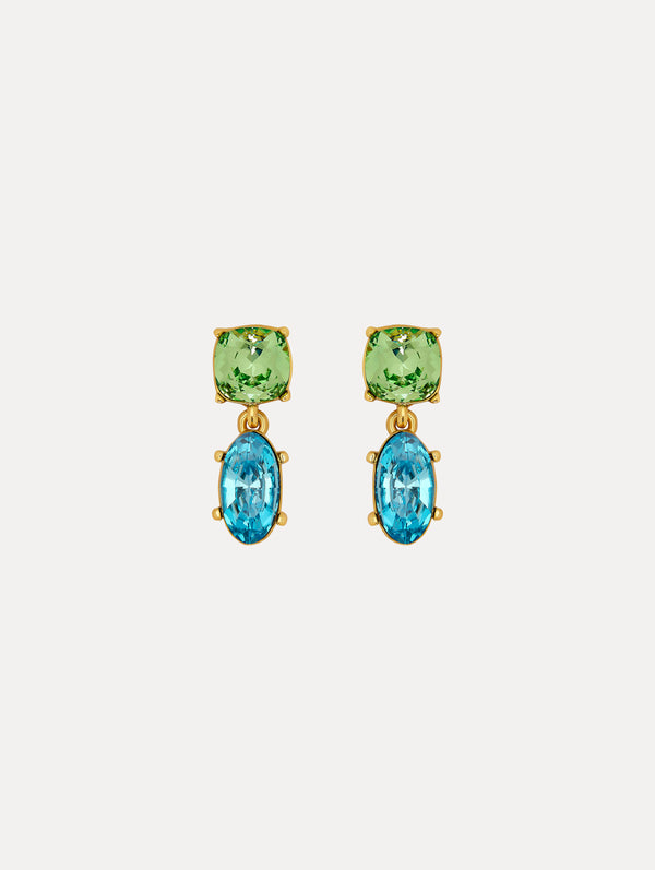 oscar de la renta Double Crystal Drop Earrings