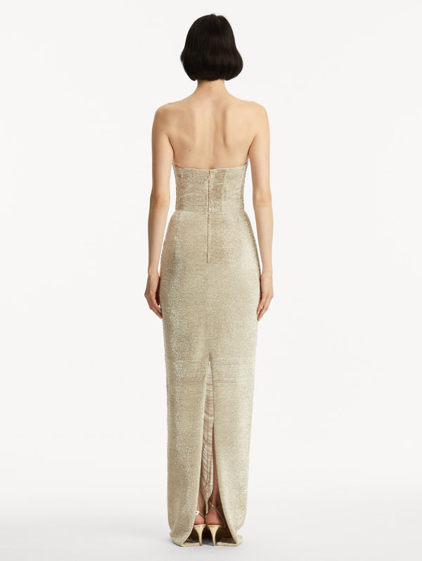 Oscar De La Renta Draped Crystal Chain Gown