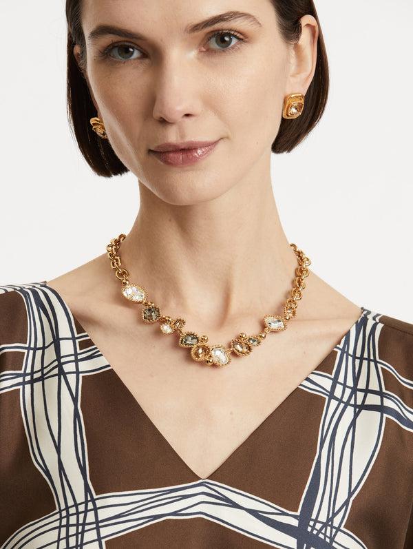 Oscar De La Renta Emerald-Cut Scramble Necklace