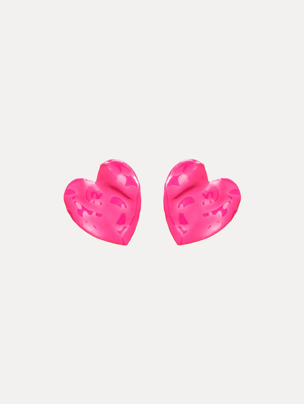 oscar de la renta Enamel Heart Earrings
