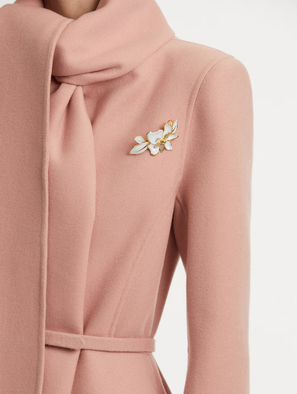 Oscar De La Renta Enamel Jasmine Brooch