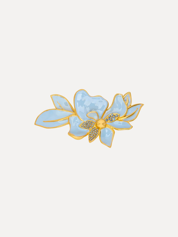 oscar de la renta Enamel Jasmine Brooch