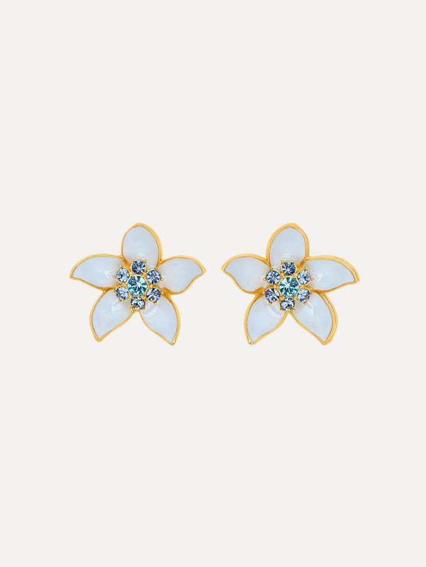 oscar de la renta Enamel Jasmine Earrings
