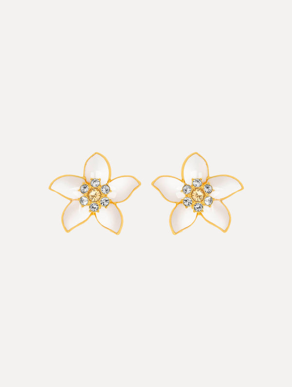 oscar de la renta Enamel Jasmine Earrings