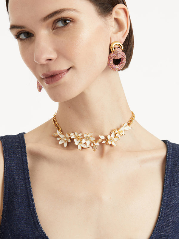 Oscar De La Renta Enamel Jasmine Necklace