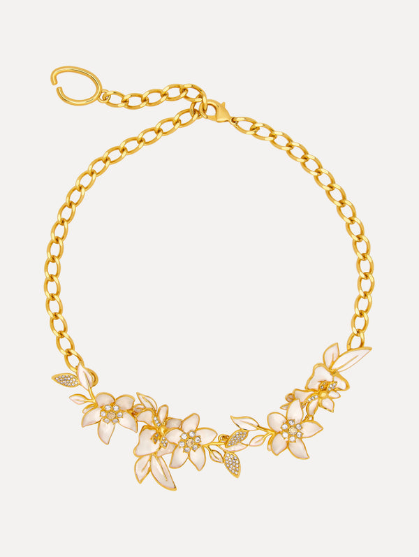 oscar de la renta Enamel Jasmine Necklace