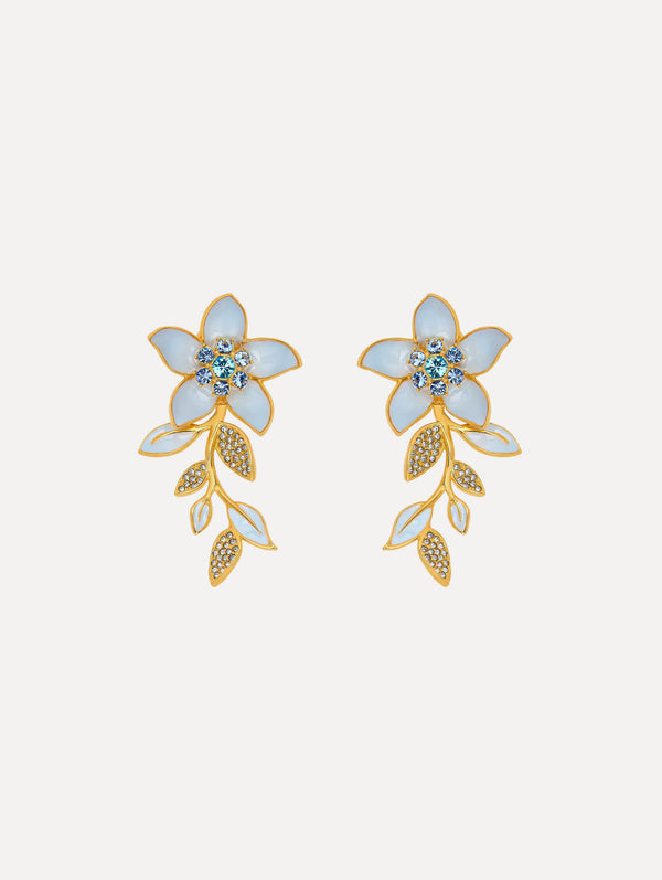 oscar de la renta Enamel Jasmine Vine Earrings