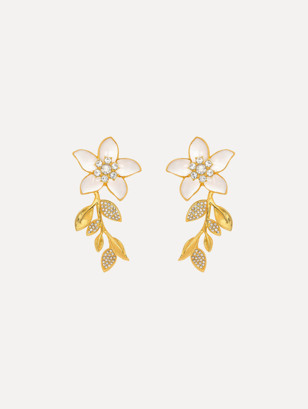 oscar de la renta Enamel Jasmine Vine Earrings