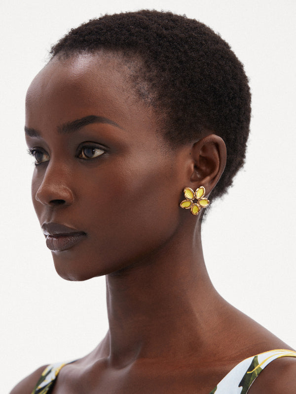 Oscar De La Renta Enamel O Flower Earrings