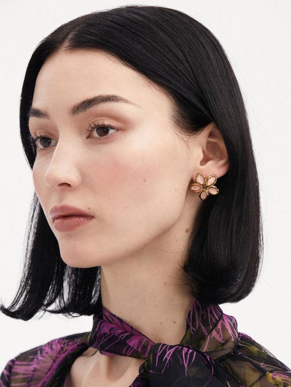 Oscar De La Renta Enamel O Flower Earrings