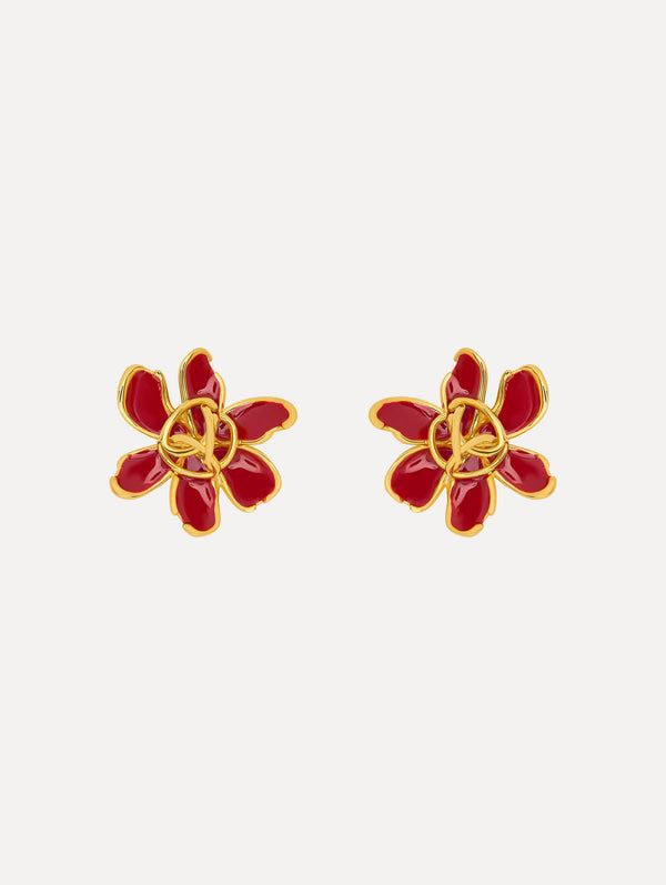 oscar de la renta Enamel O Flower Earrings