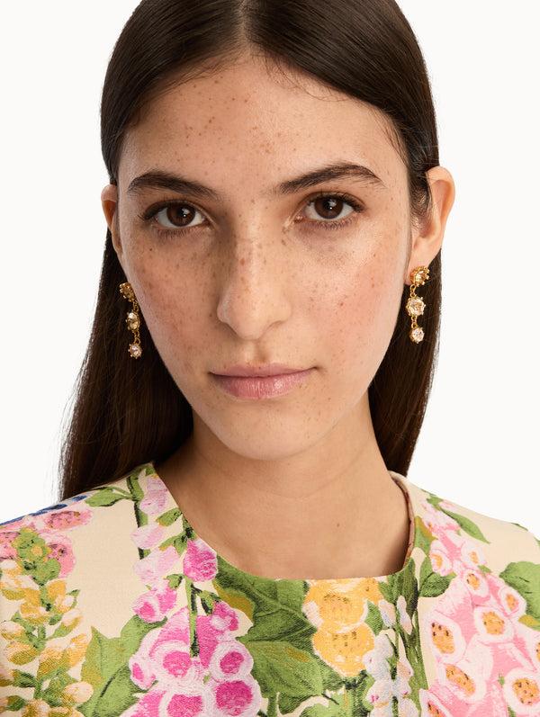 Oscar De La Renta Faceted Crystal Drop Earrings