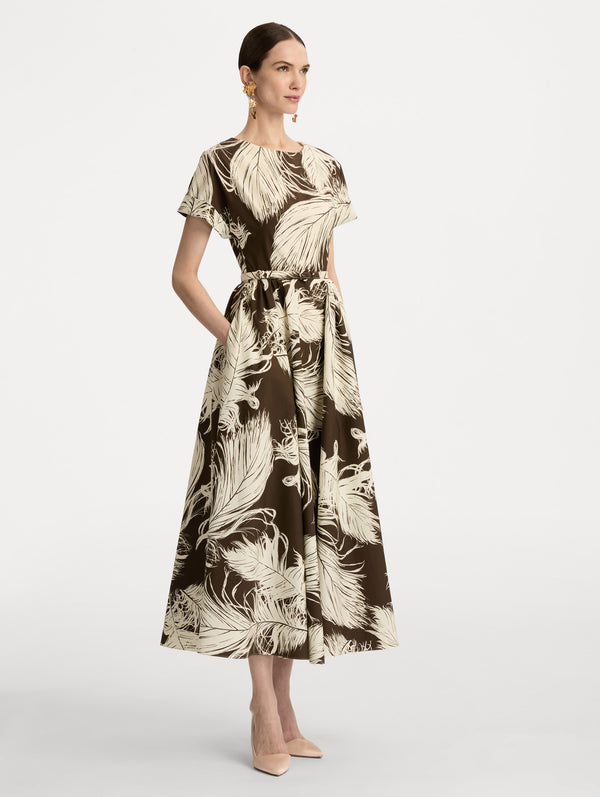 Oscar De La Renta Feather Cotton Poplin Dress