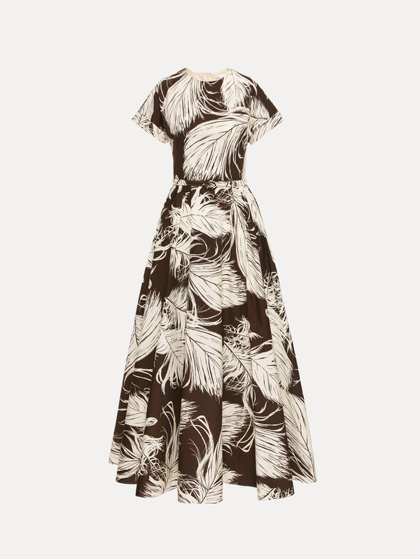 oscar de la renta Feather Cotton Poplin Dress