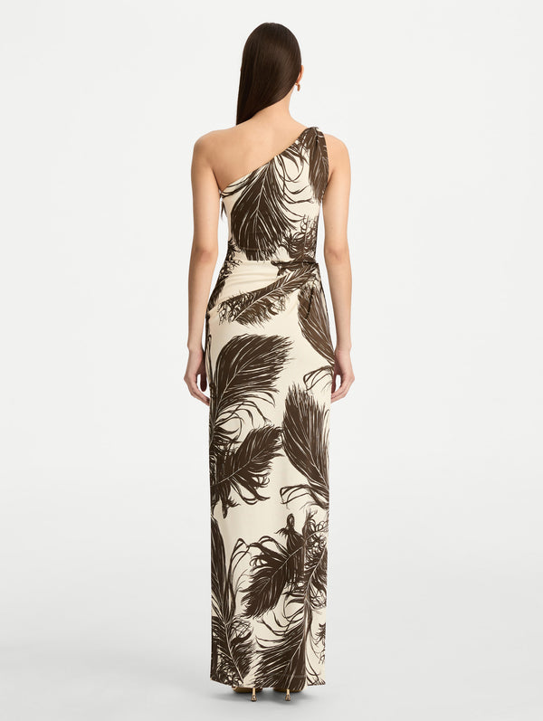 Oscar De La Renta Feather Jersey Maxi Dress