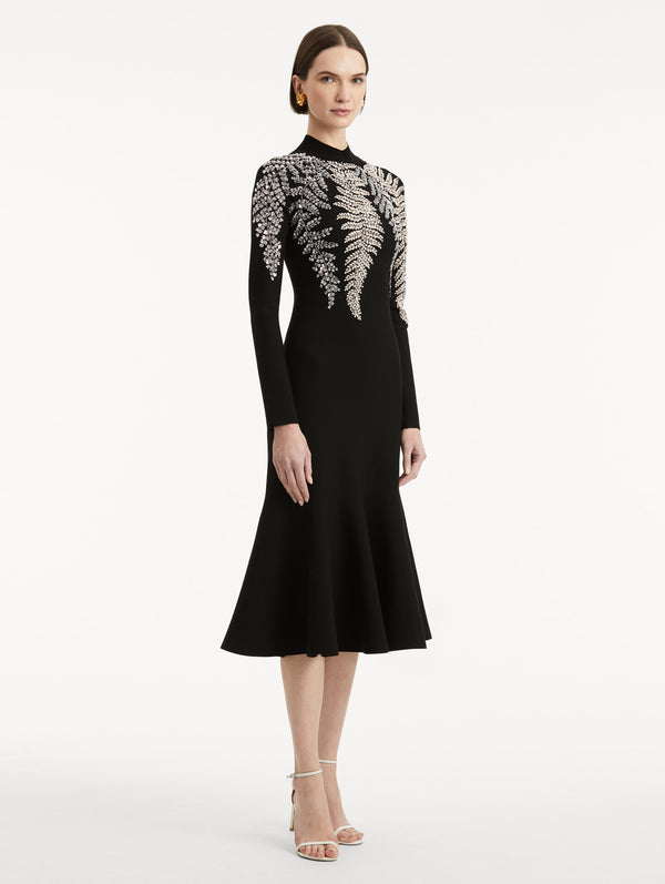 Oscar De La Renta Fern Embroidered Cocktail Dress