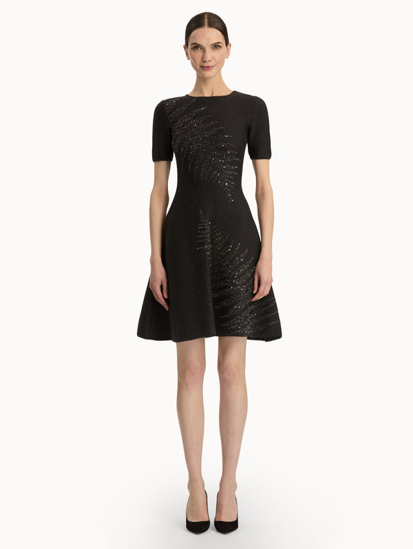 Oscar De La Renta Fern Embroidered Knit Dress
