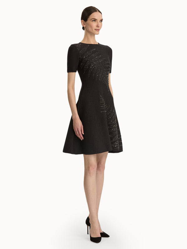 Oscar De La Renta Fern Embroidered Knit Dress