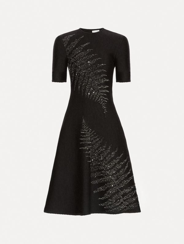 oscar de la renta Fern Embroidered Knit Dress