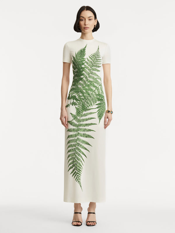 Oscar De La Renta Fern Printed Jersey Dress